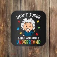 Don't Judge What You Don't Understand Autism Awareness Albert Einstein Coaster thumb 0