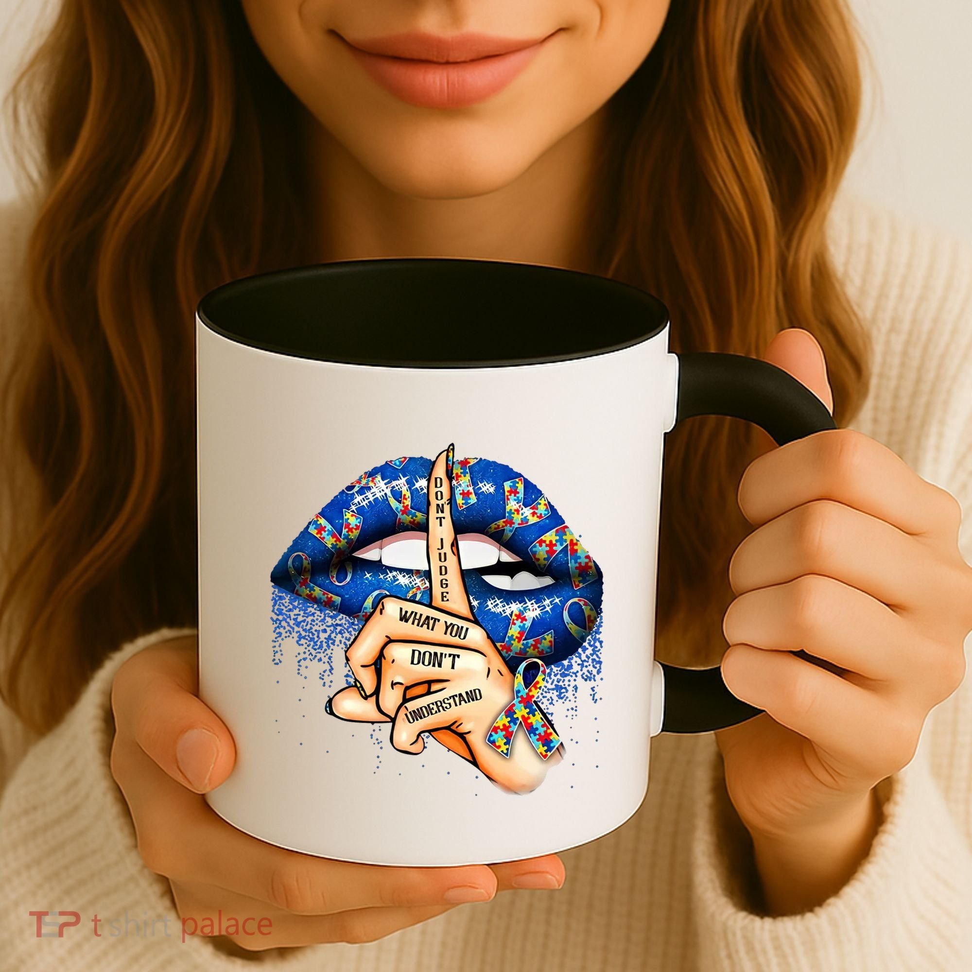 Dont Judge What You Dont Understand Autism Awareness Lips Coffee Mug