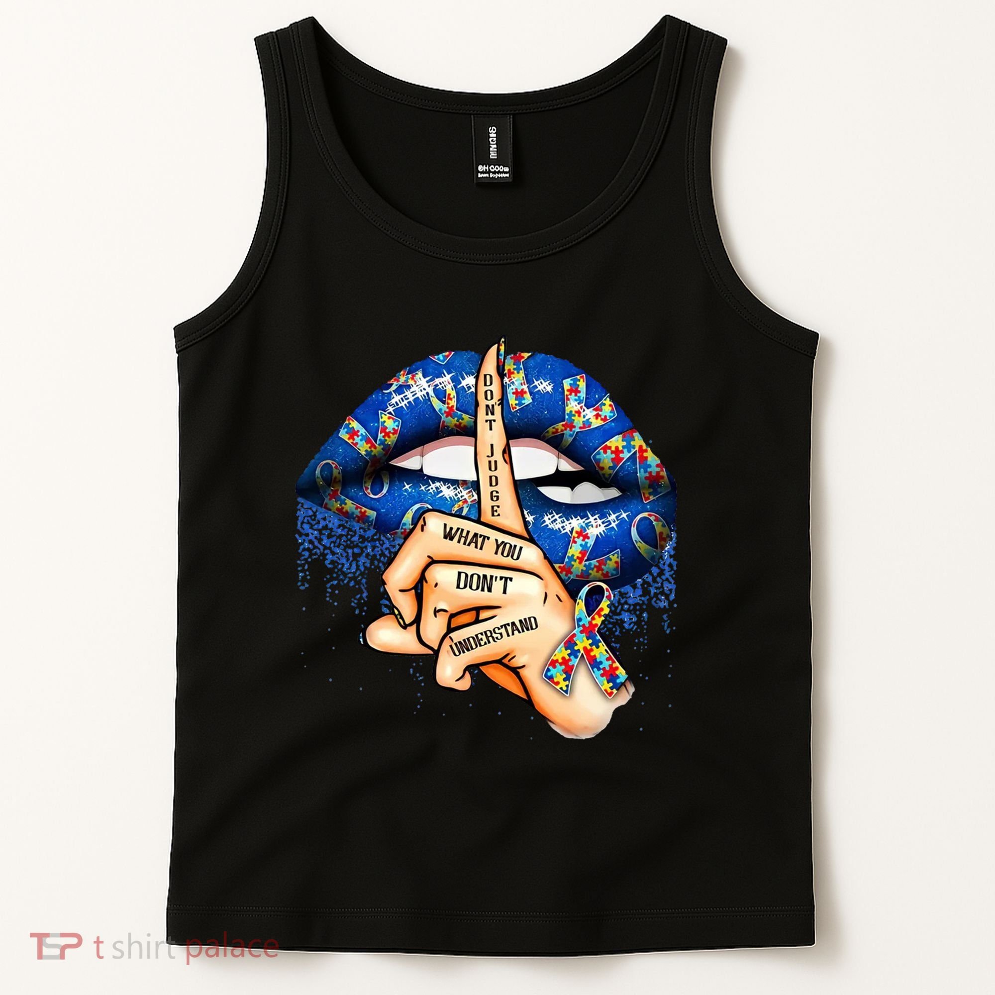 Dont Judge What You Dont Understand Autism Awareness Lips Tank Top