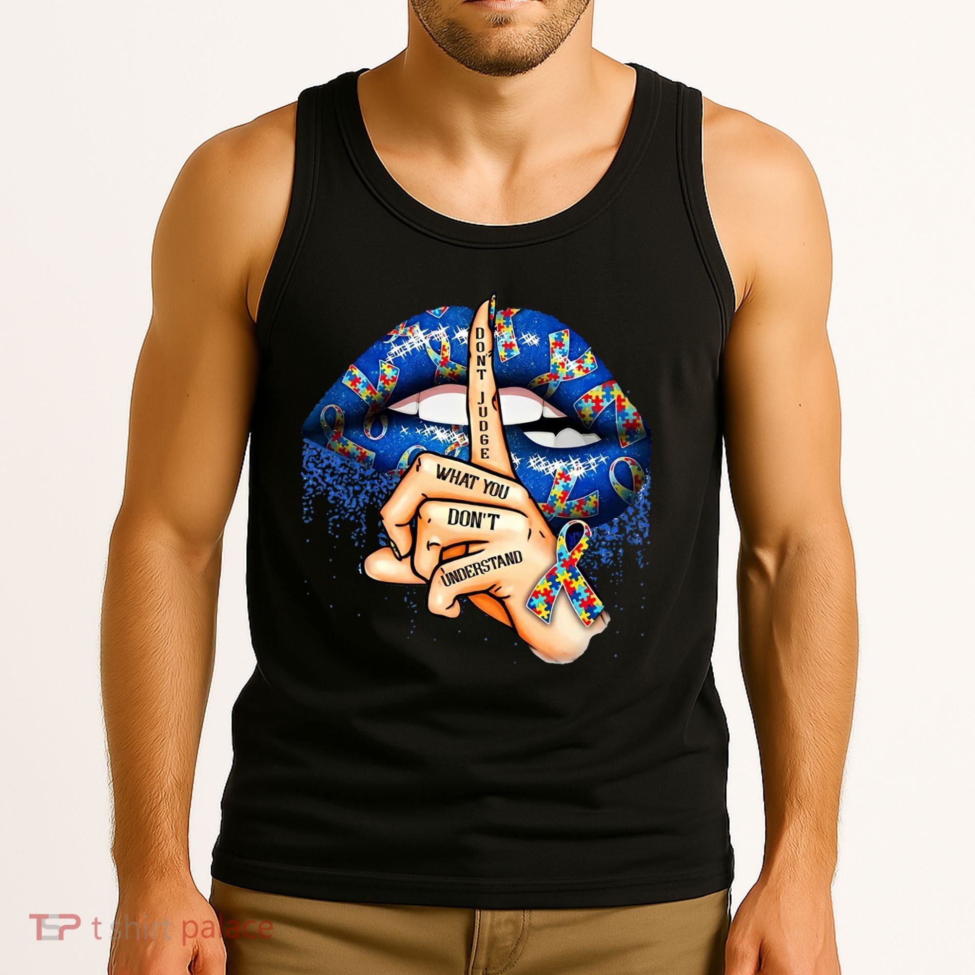 Dont Judge What You Dont Understand Autism Awareness Lips Tank Top
