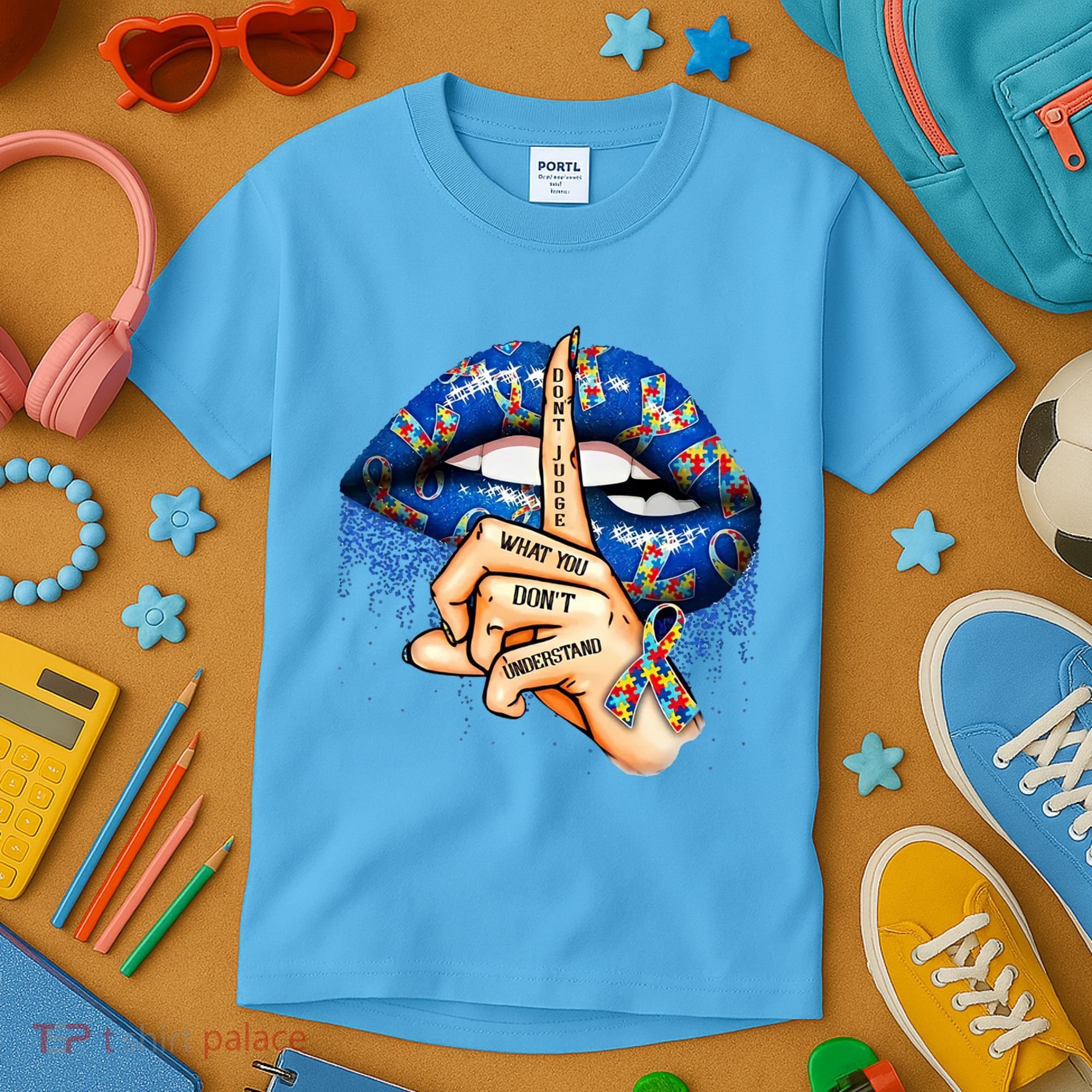 Dont Judge What You Dont Understand Autism Awareness Lips Kids T-Shirt