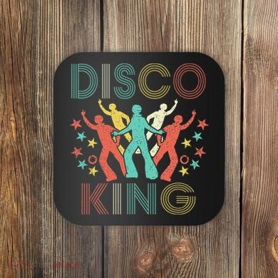 Disco King 1970s 1980s Distressed Dance 70s Coaster