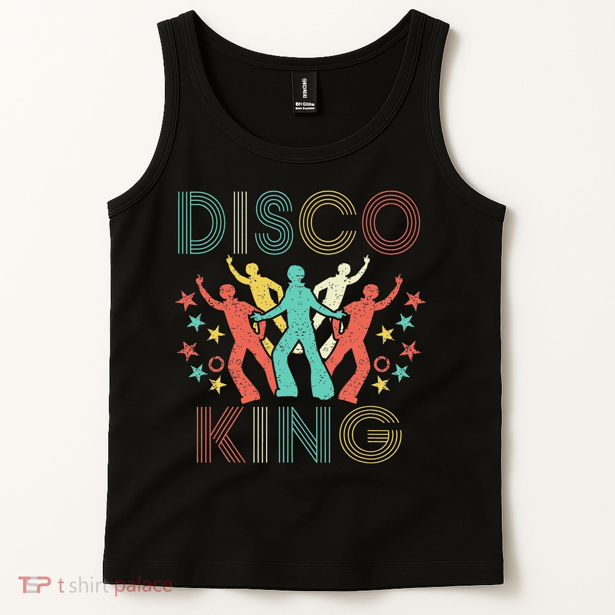Disco King 1970s 1980s Distressed Dance 70s Tank Top