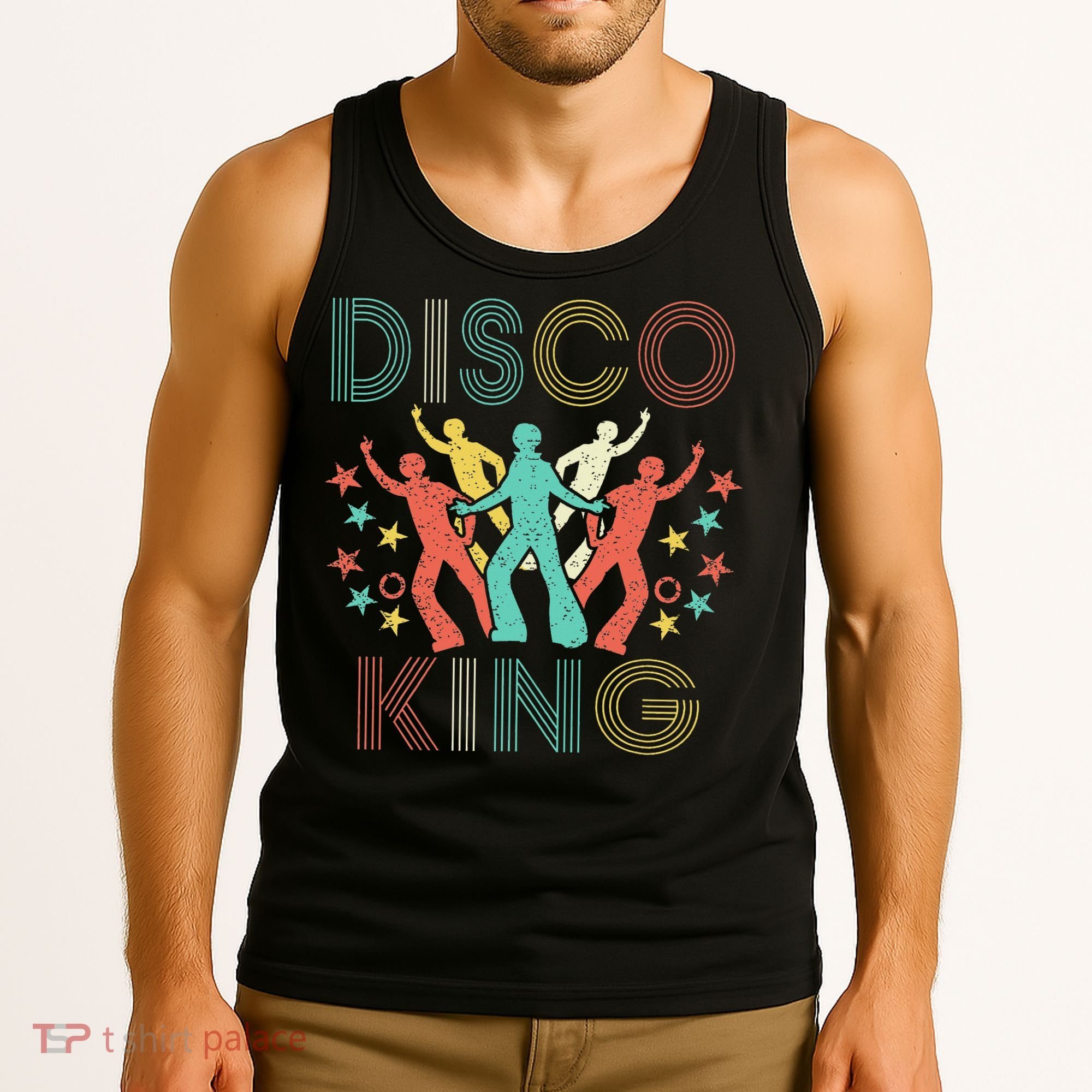 Disco King 1970s 1980s Distressed Dance 70s Tank Top