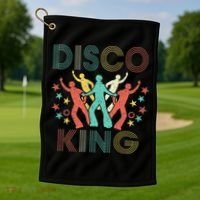 Disco King 1970s 1980s Distressed Dance 70s Golf Towel thumb 1