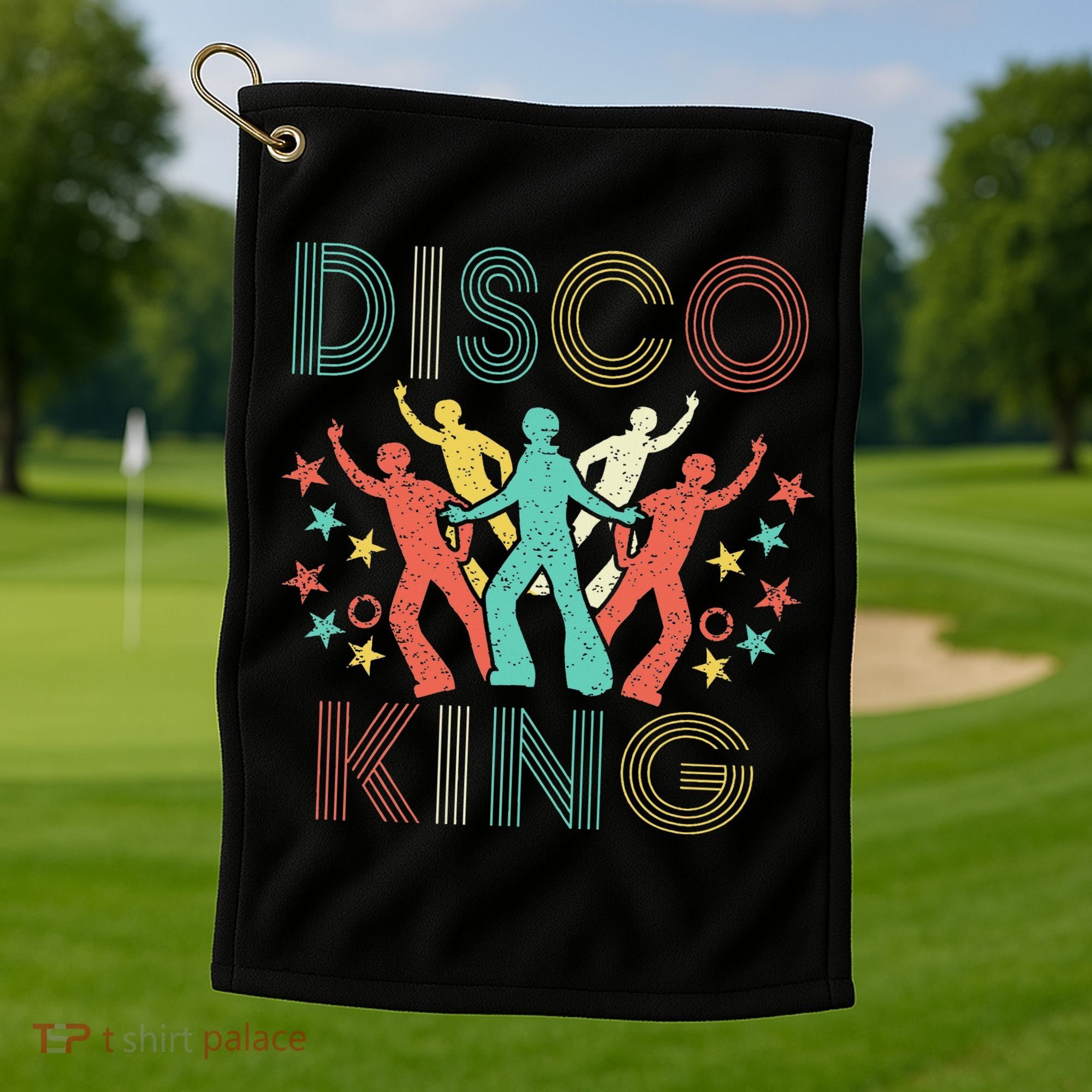 Disco King 1970s 1980s Distressed Dance 70s Golf Towel