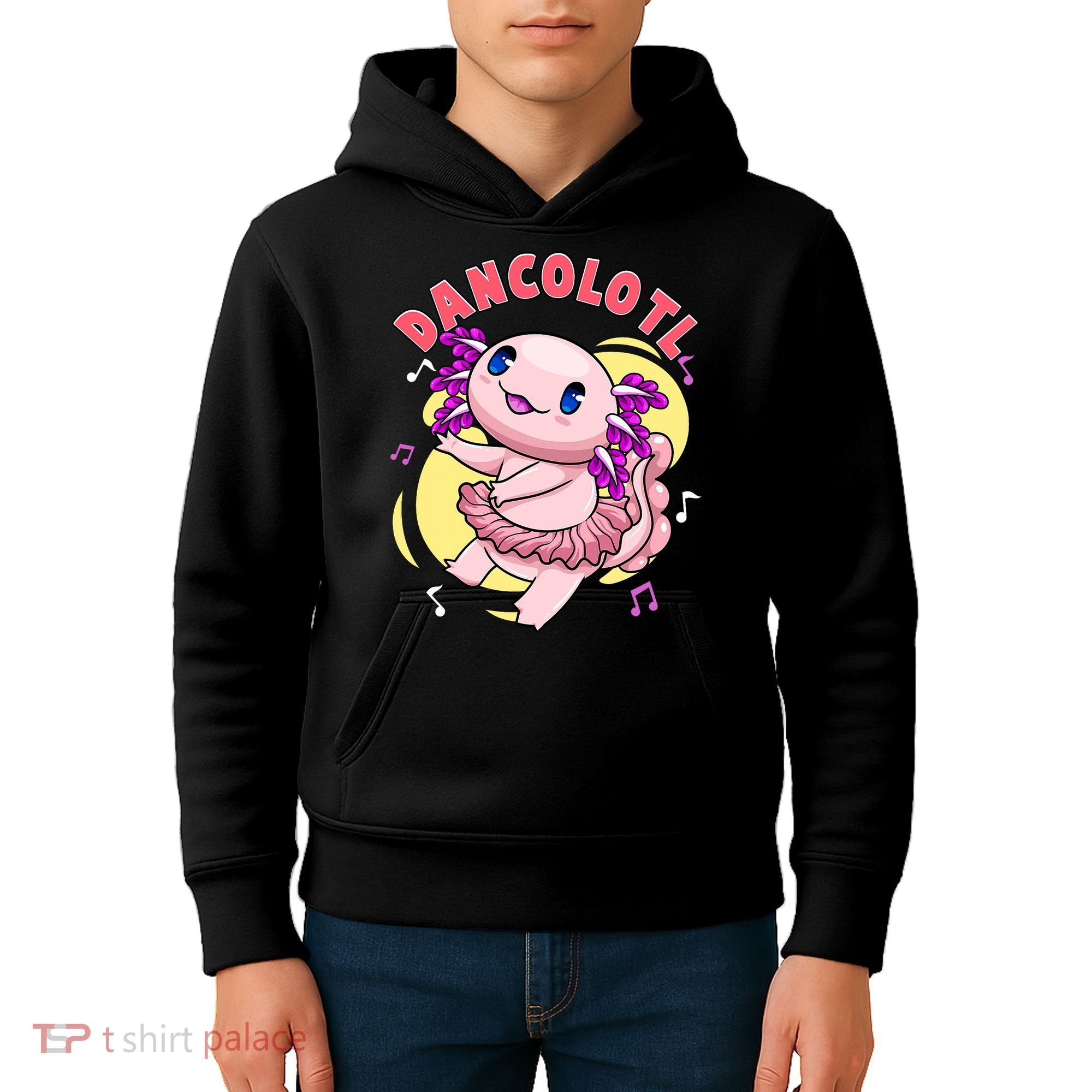 Dancolotl Kawaii Axolotl Dancing Axolotl Lover Ballet Dancer Kids Hoodie