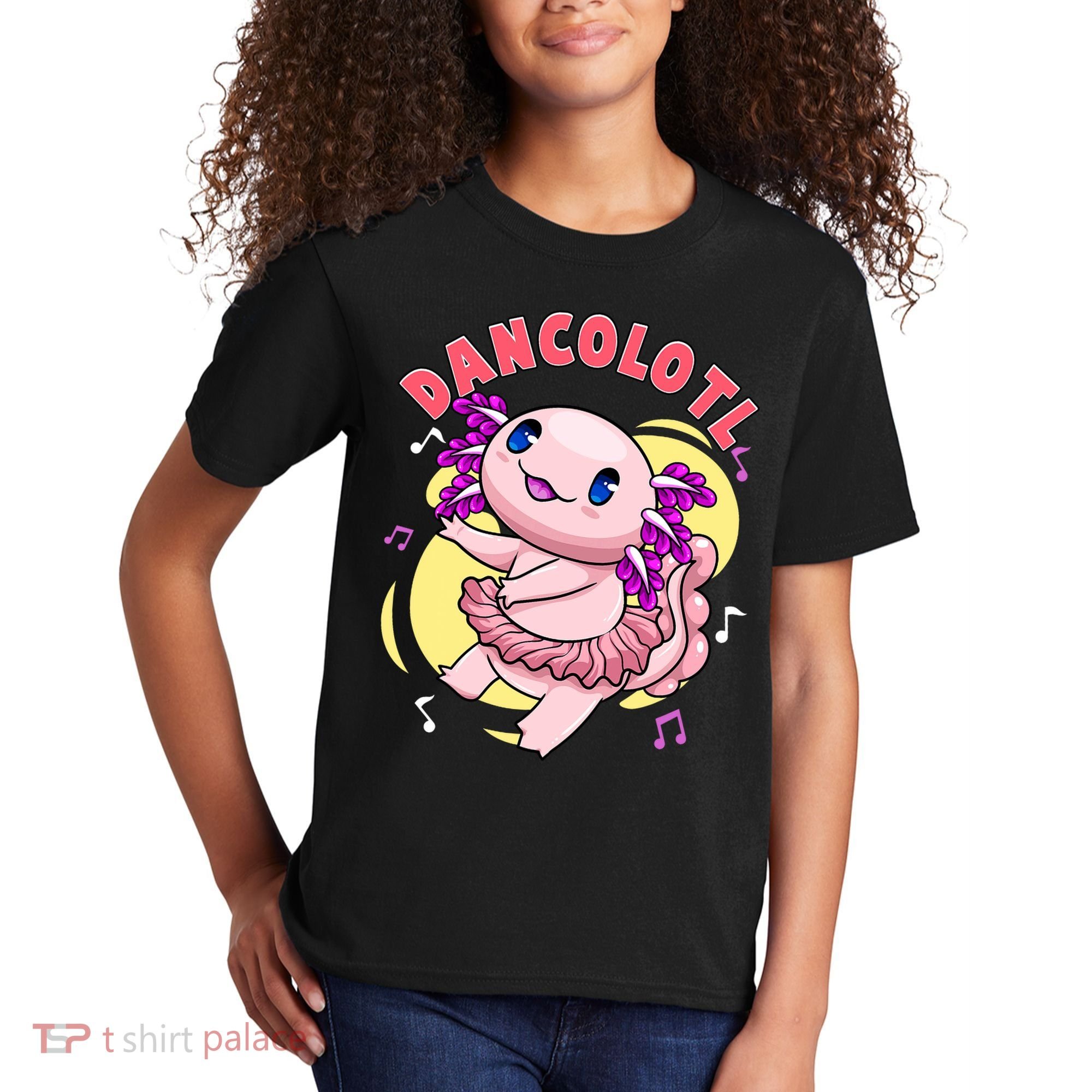 Dancolotl Kawaii Axolotl Dancing Axolotl Lover Ballet Dancer Kids T-Shirt