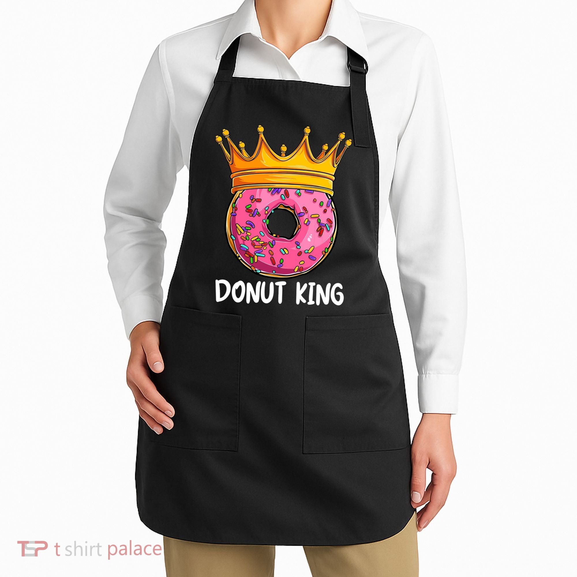 Donut King Doughnut Funny Donut Crown Sweet Baker Apron