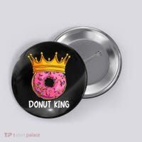 Donut King Doughnut Funny Donut Crown Sweet Baker Button thumb 0