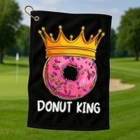 Donut King Doughnut Funny Donut Crown Sweet Baker Golf Towel thumb 1