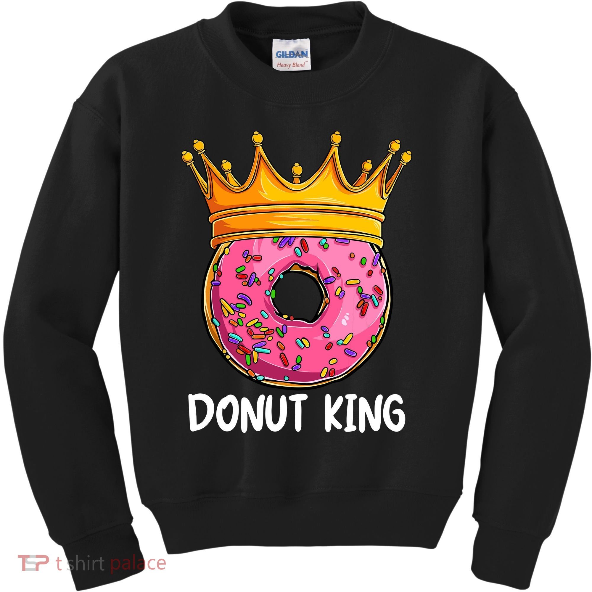 Donut King Doughnut Funny Donut Crown Sweet Baker Kids Sweatshirt