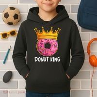 Donut King Doughnut Funny Donut Crown Sweet Baker Kids Hoodie thumb 2
