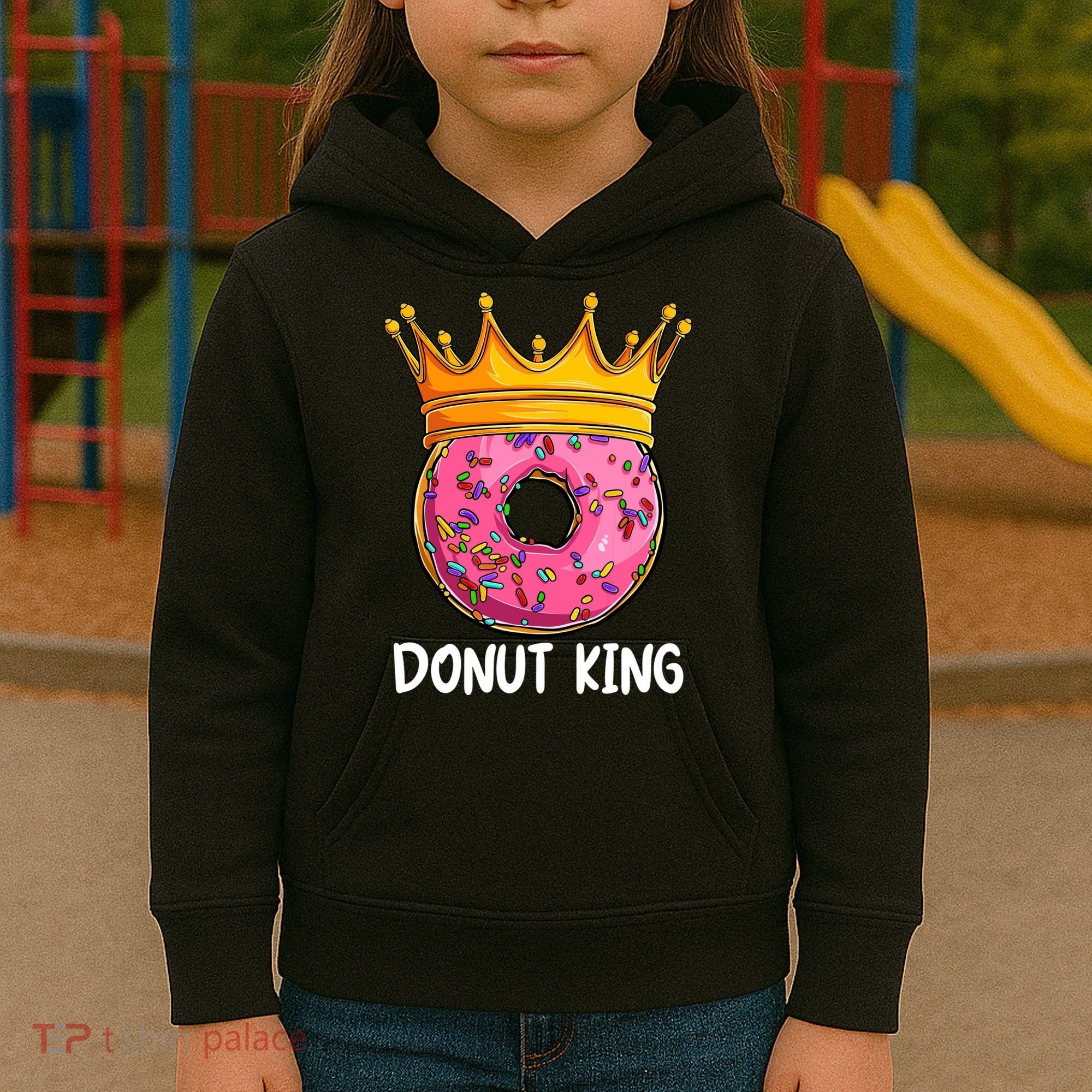 Donut King Doughnut Funny Donut Crown Sweet Baker Kids Hoodie