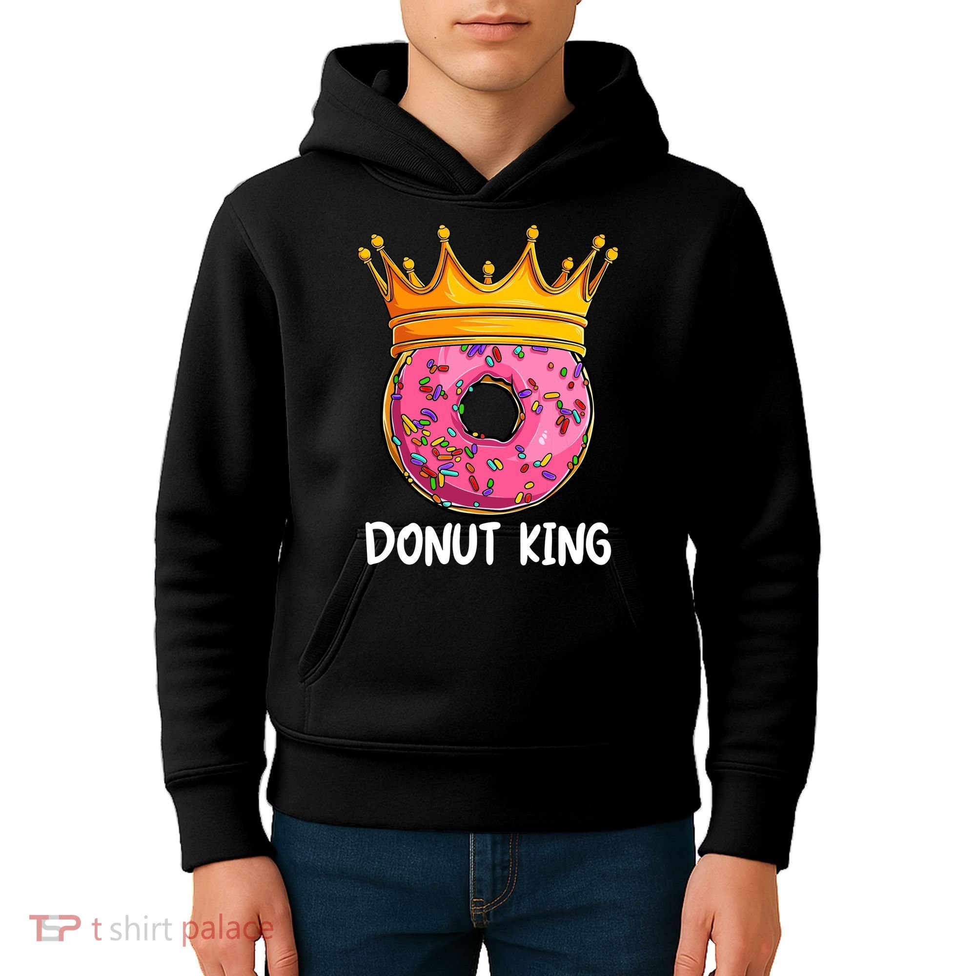 Donut King Doughnut Funny Donut Crown Sweet Baker Kids Hoodie