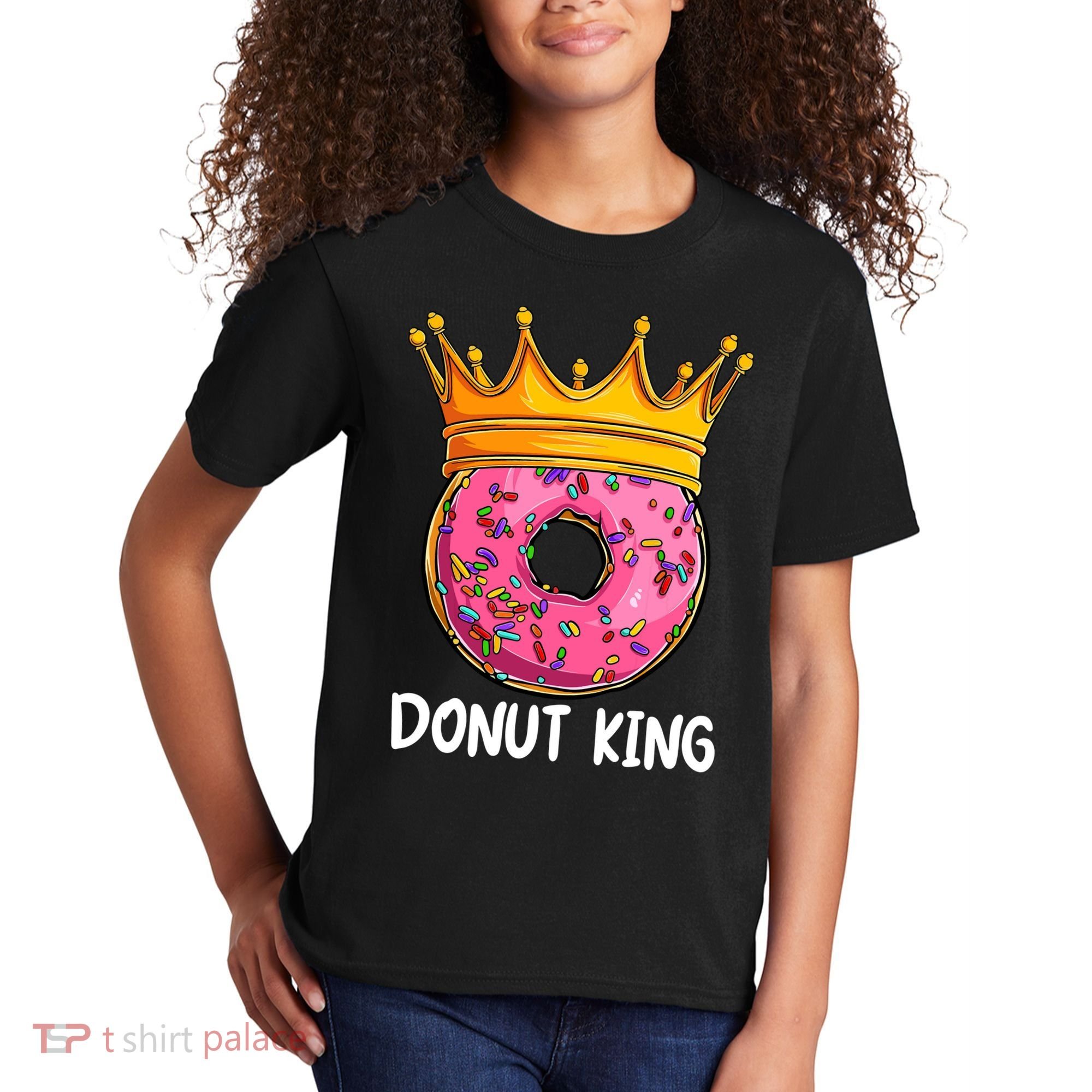 Donut King Doughnut Funny Donut Crown Sweet Baker Kids T-Shirt