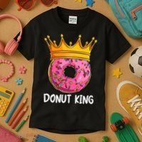Donut King Doughnut Funny Donut Crown Sweet Baker Kids T-Shirt thumb 3