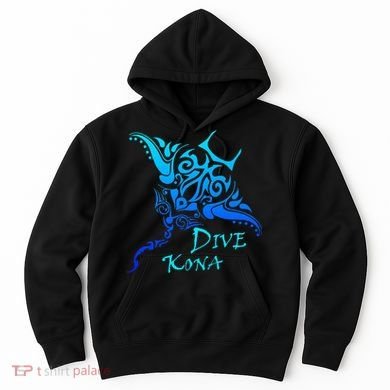 Dive Kona Hawaii Tribal Stingray Polynesian Tattoo Hoodie