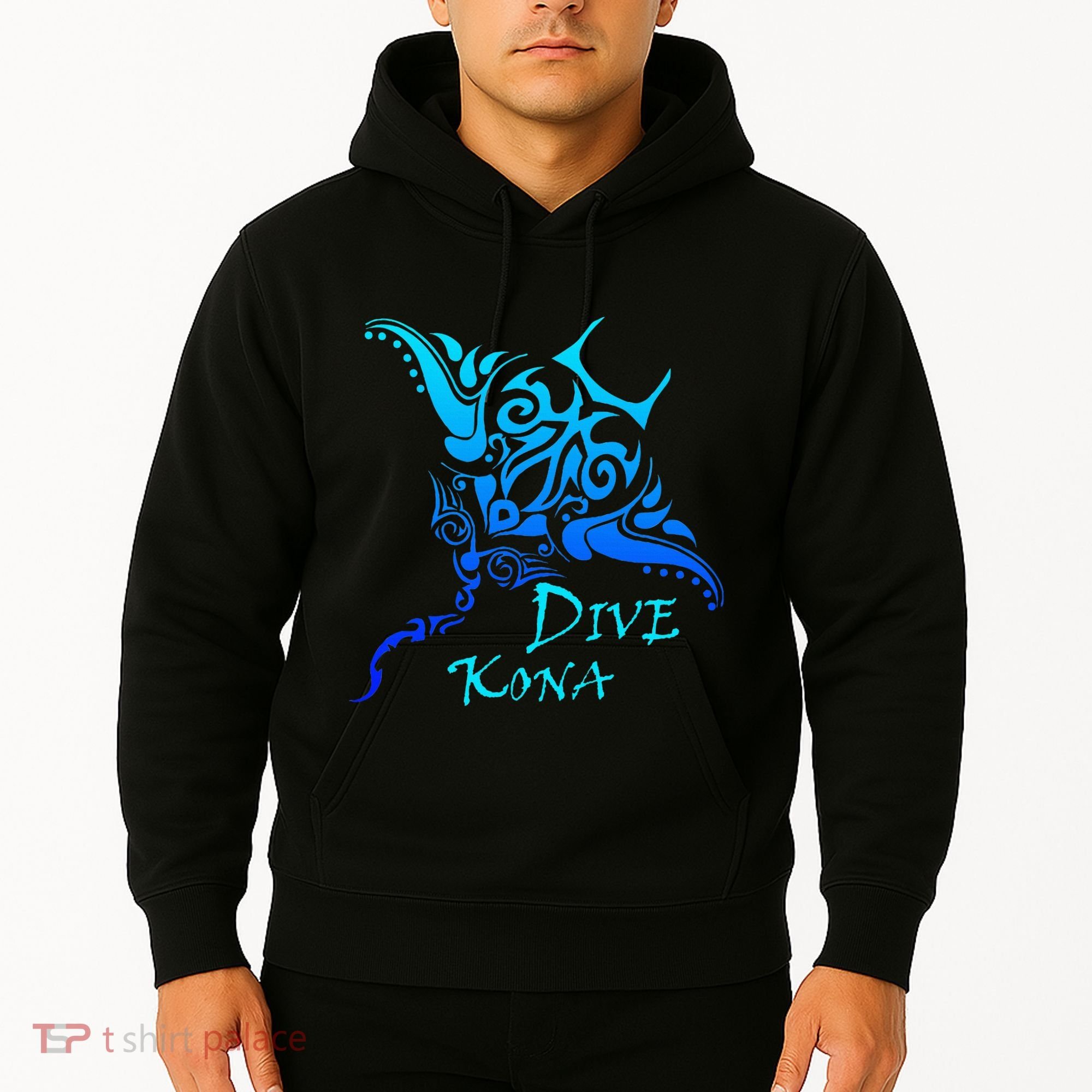 Dive Kona Hawaii Tribal Stingray Polynesian Tattoo Hoodie