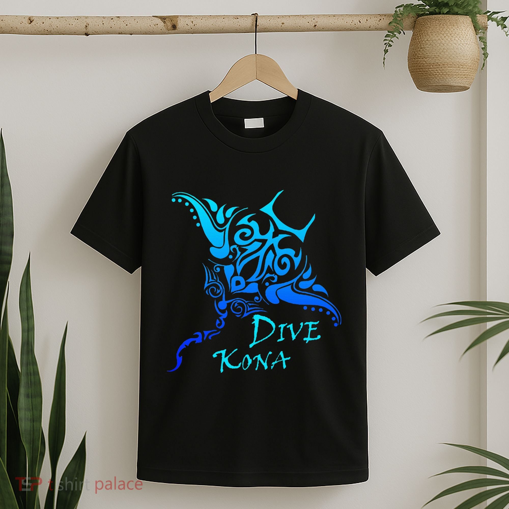 Dive Kona Hawaii Tribal Stingray Polynesian Tattoo T-Shirt