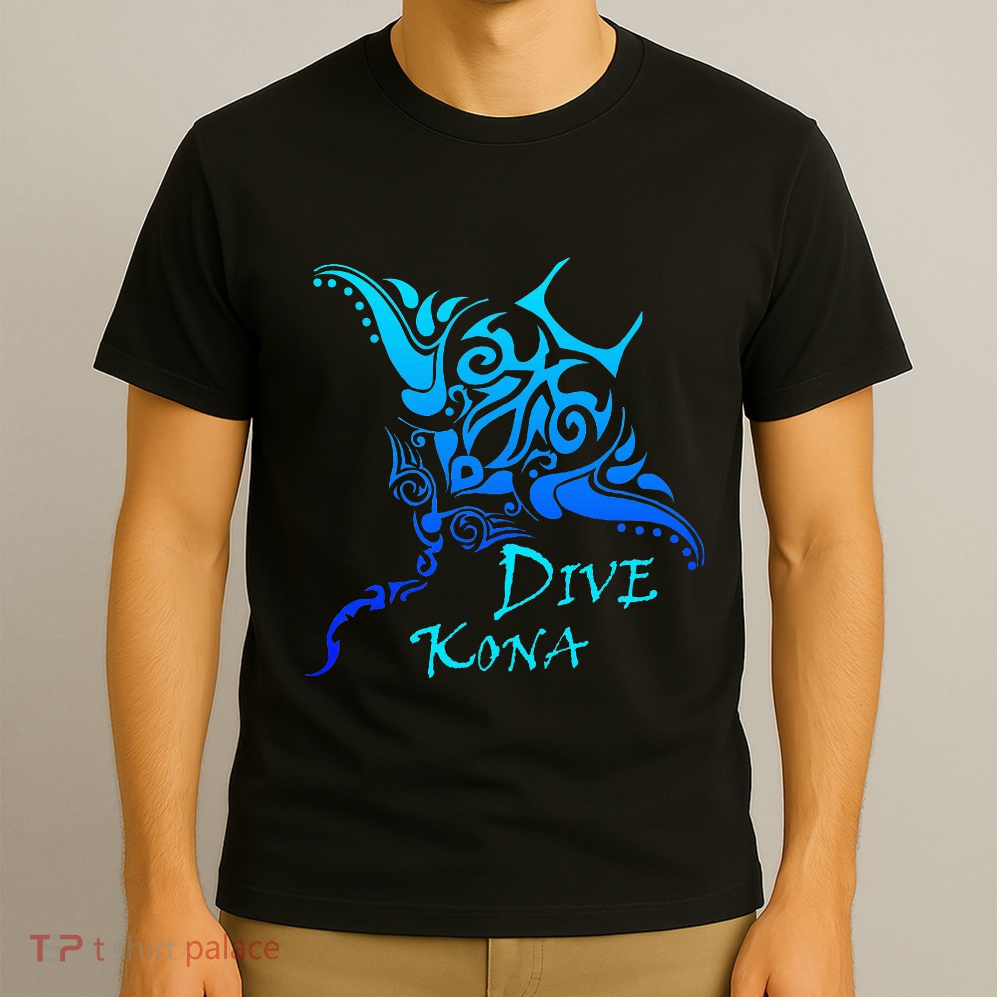Dive Kona Hawaii Tribal Stingray Polynesian Tattoo T-Shirt