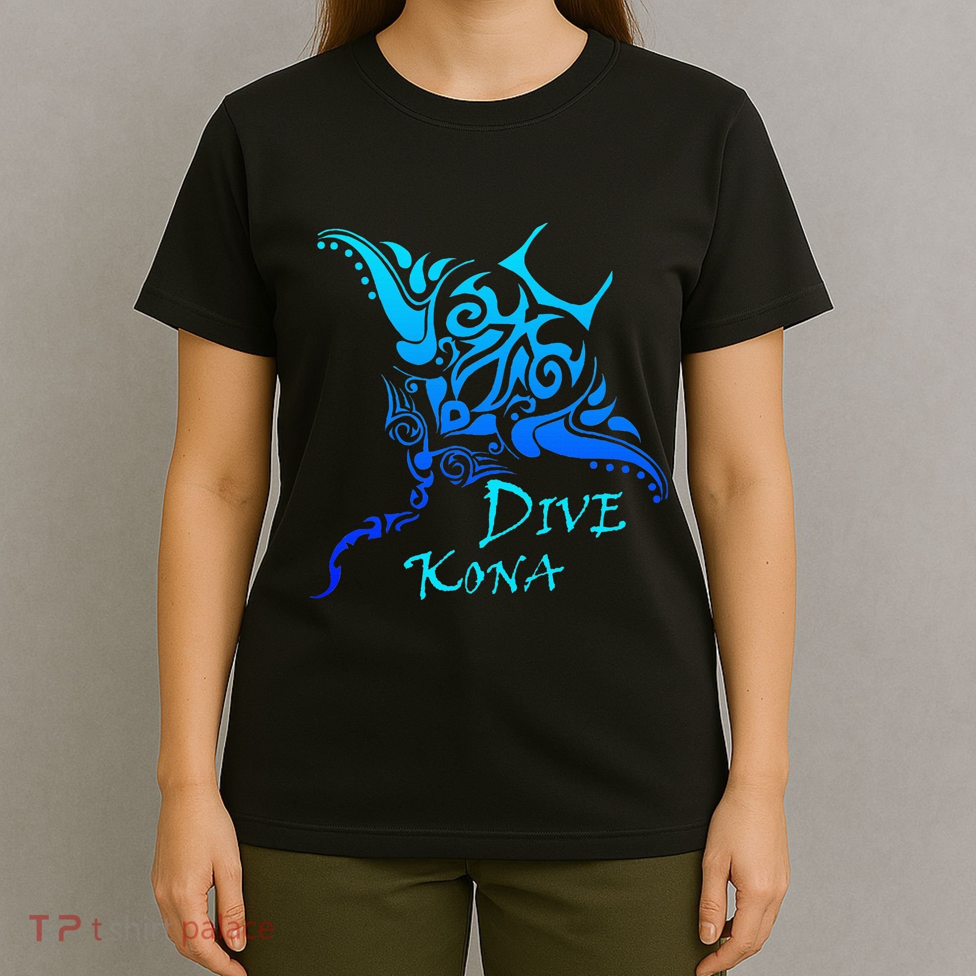 Dive Kona Hawaii Tribal Stingray Polynesian Tattoo T-Shirt