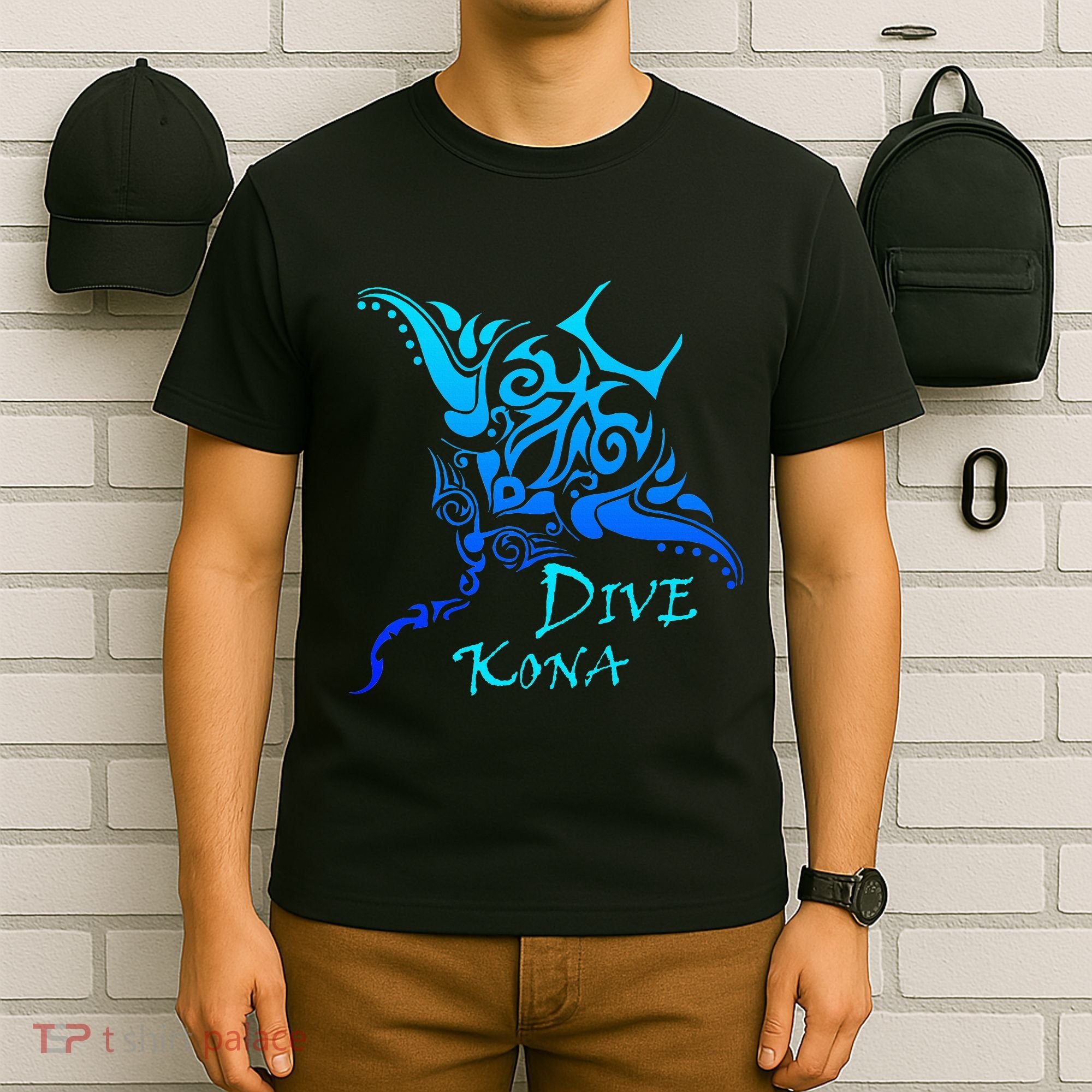 Dive Kona Hawaii Tribal Stingray Polynesian Tattoo T-Shirt