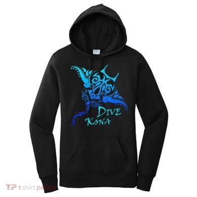 Dive Kona Hawaii Tribal Stingray Polynesian Tattoo Women's Hoodie