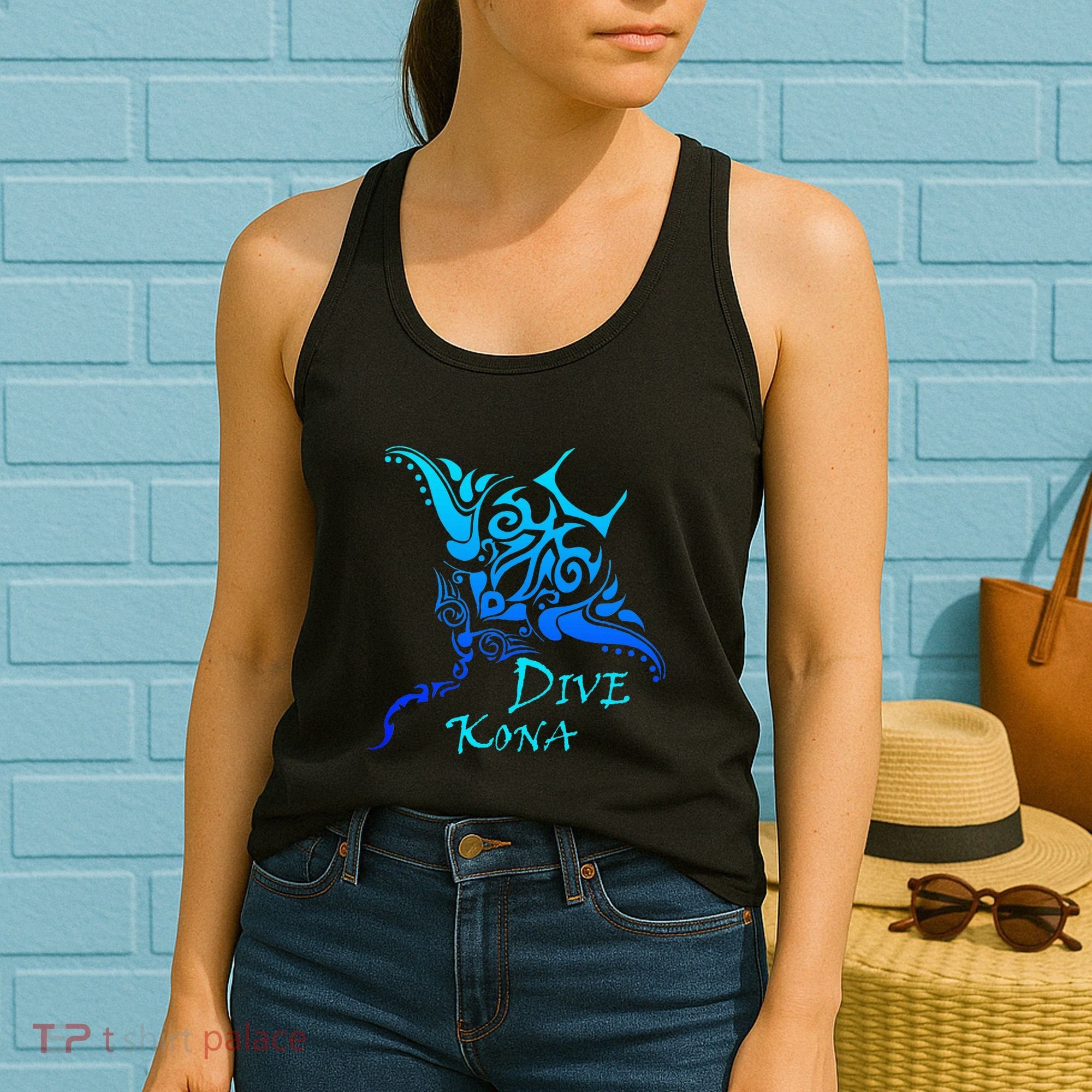 Dive Kona Hawaii Tribal Stingray Polynesian Tattoo Women's Tank Top