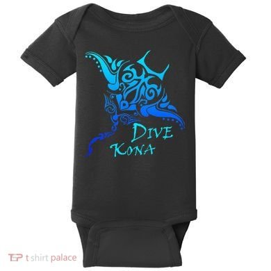 Dive Kona Hawaii Tribal Stingray Polynesian Tattoo Baby Bodysuit