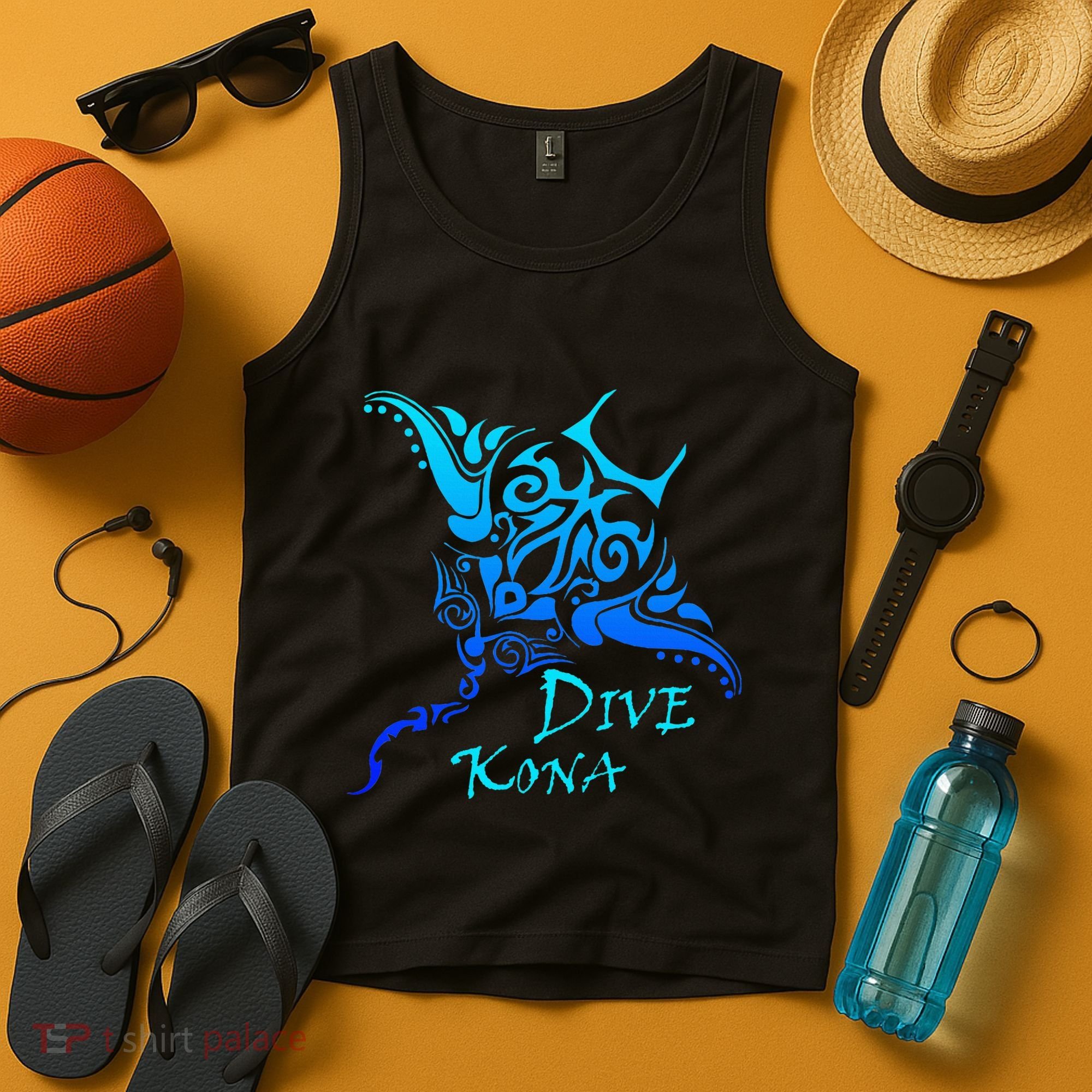 Dive Kona Hawaii Tribal Stingray Polynesian Tattoo Tank Top