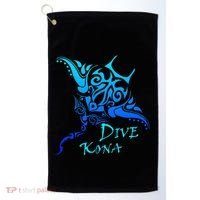 Dive Kona Hawaii Tribal Stingray Polynesian Tattoo Golf Towel thumb 0