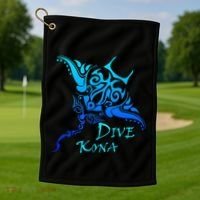 Dive Kona Hawaii Tribal Stingray Polynesian Tattoo Golf Towel thumb 1