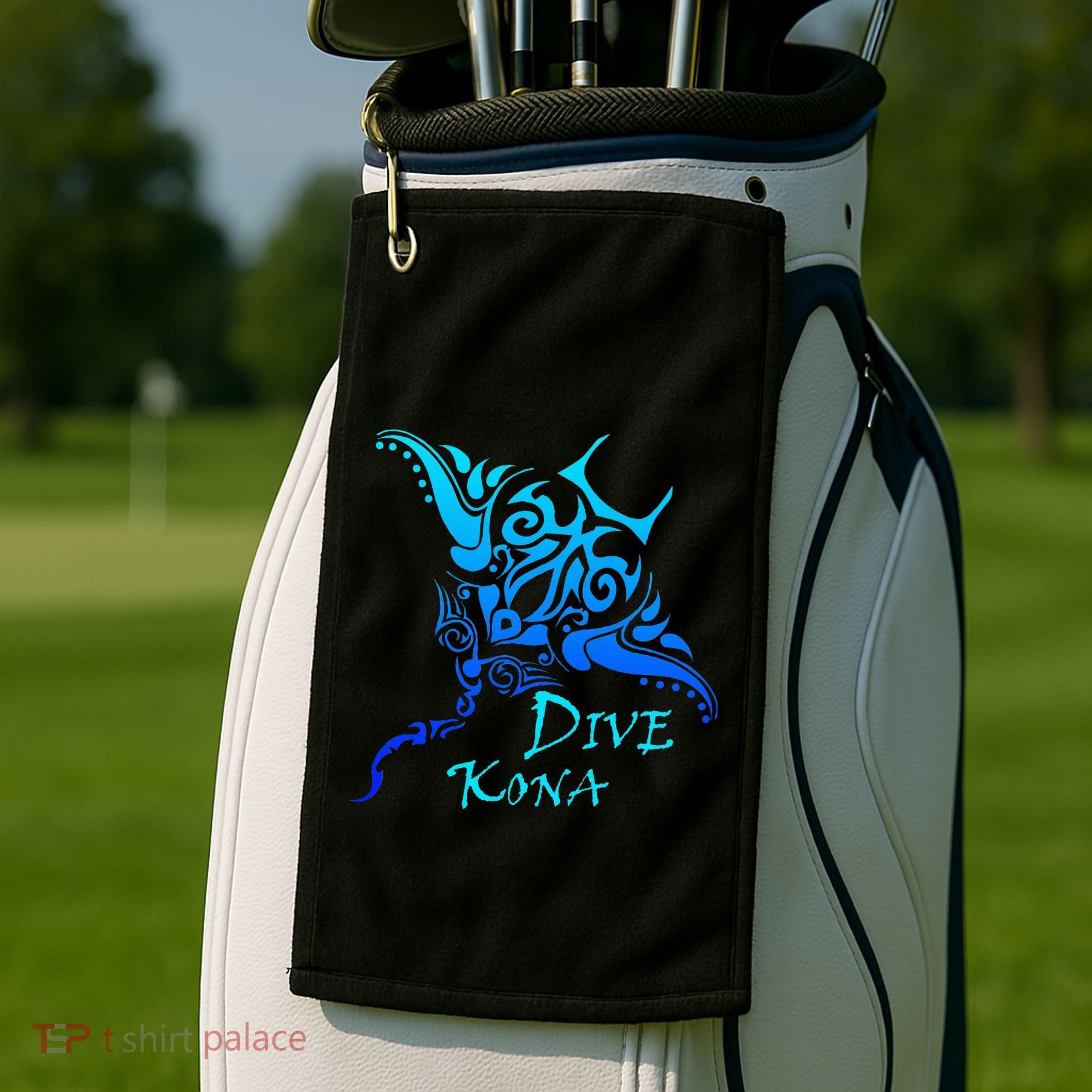 Dive Kona Hawaii Tribal Stingray Polynesian Tattoo Golf Towel