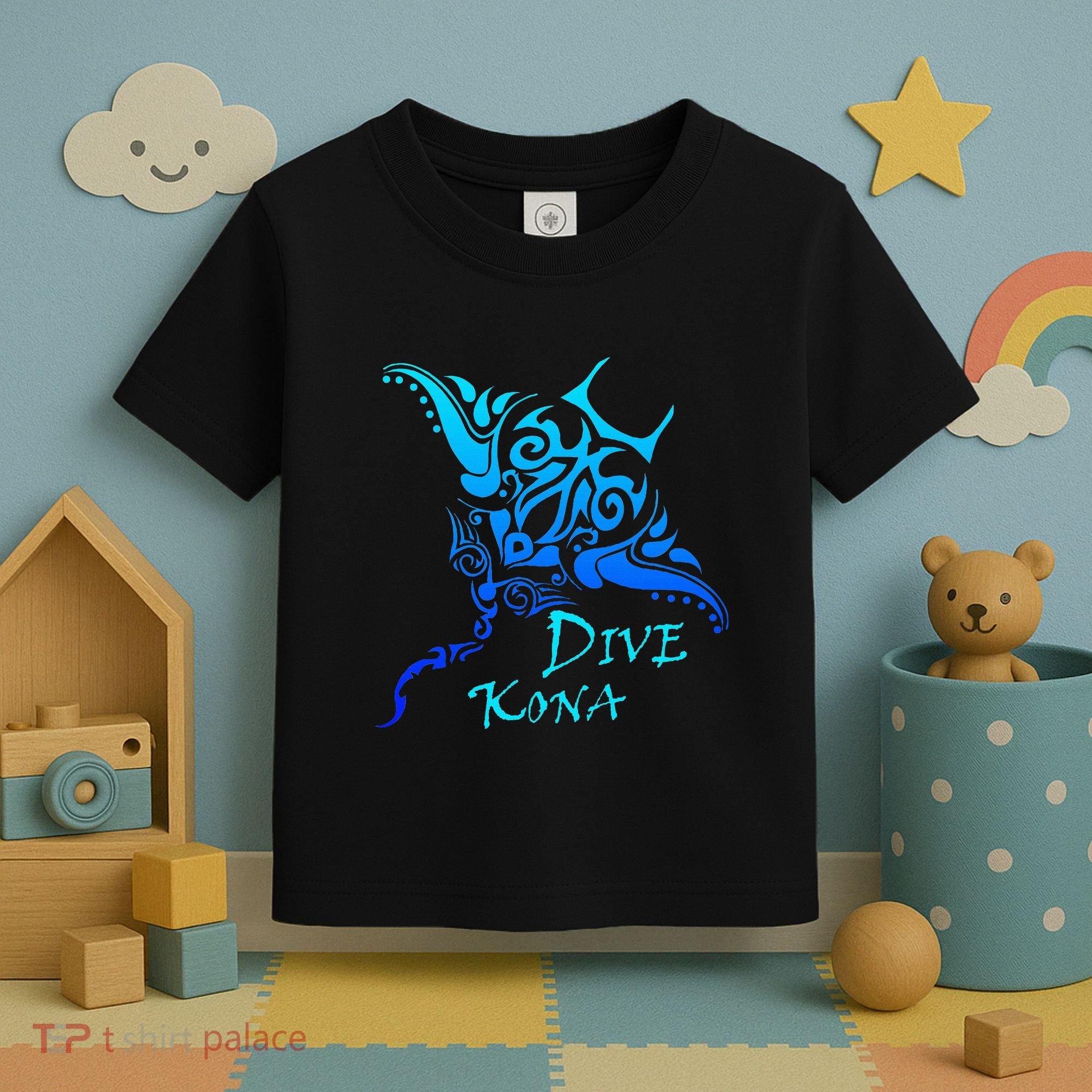 Dive Kona Hawaii Tribal Stingray Polynesian Tattoo Toddler T-Shirt