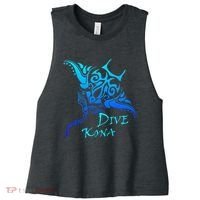 Dive Kona Hawaii Tribal Stingray Polynesian Tattoo Women's Racerback Cropped Tank thumb 0