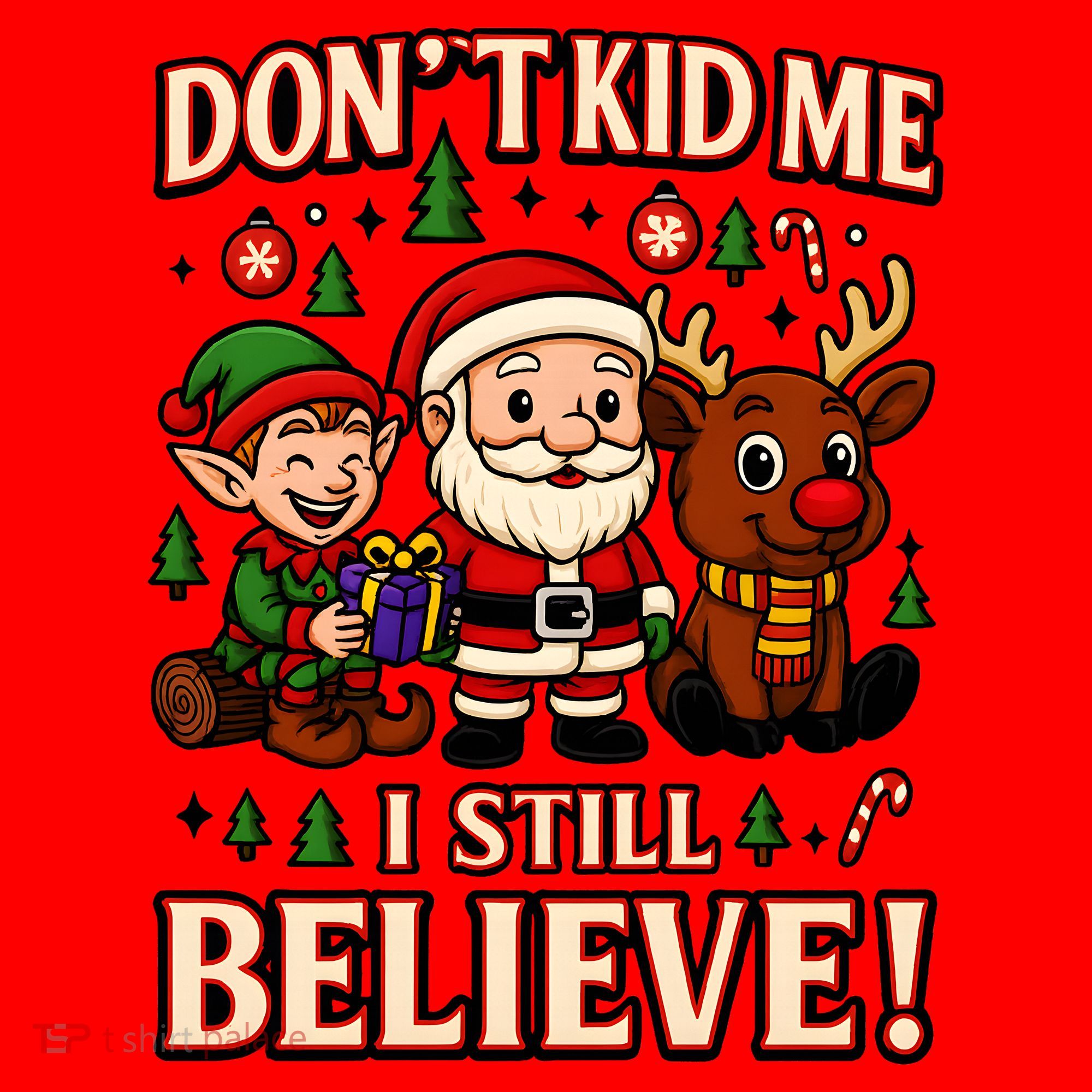 Don’t Kid Me I Still Believe Cute Christmas Cartoon Santa Hat