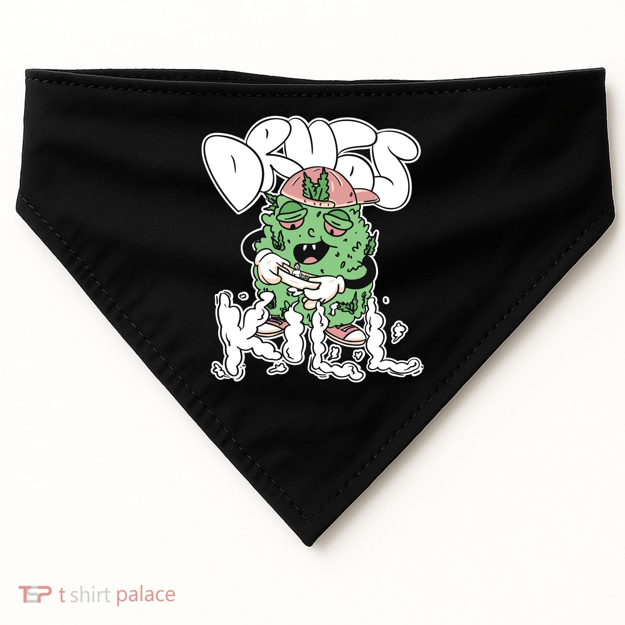 Drugs Kill Marijuana Bud Cartoon USA-Made Doggie Bandana