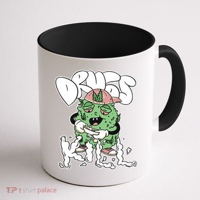 Drugs Kill Marijuana Bud Cartoon Coffee Mug back