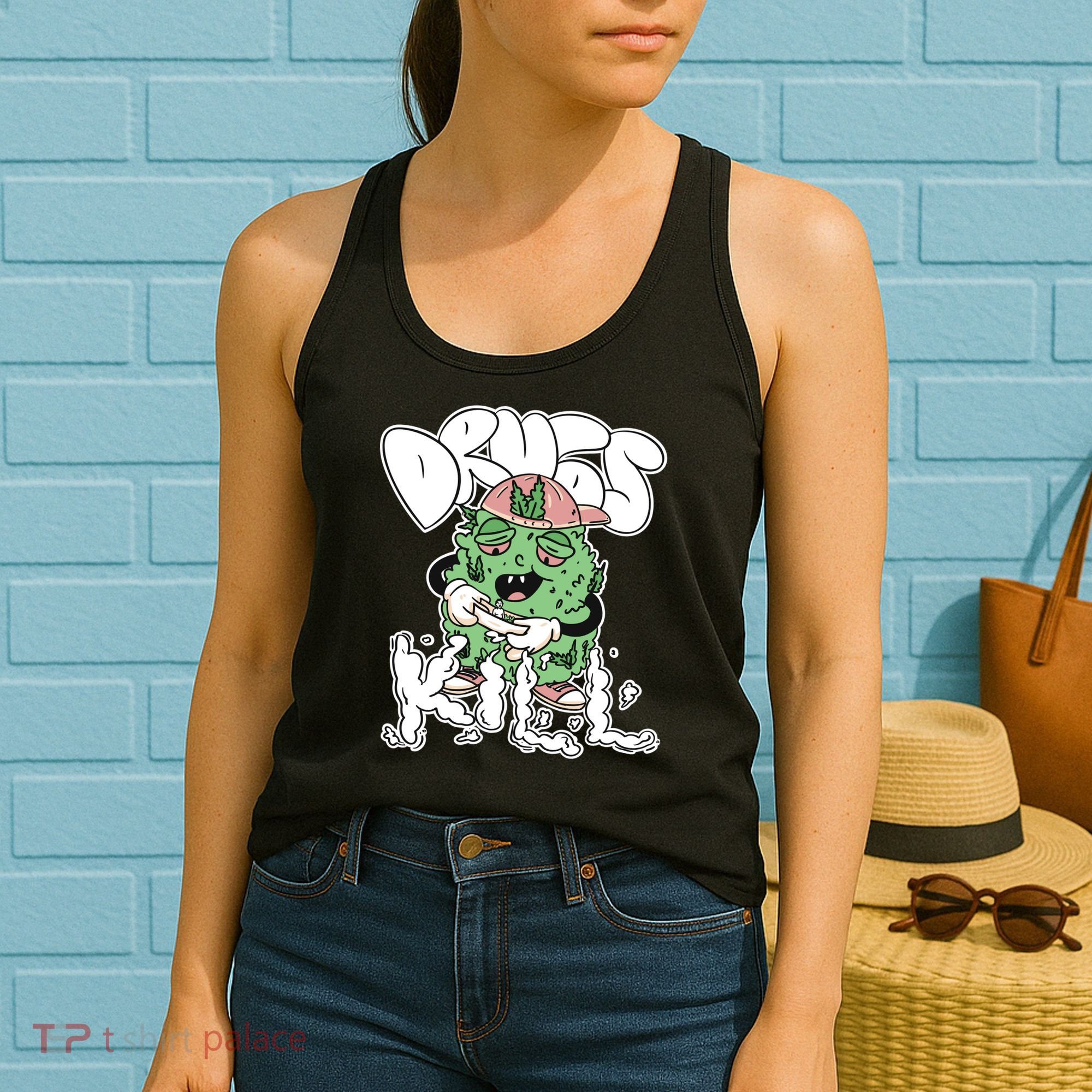 Drugs Kill Marijuana Bud Cartoon Women's Tank Top