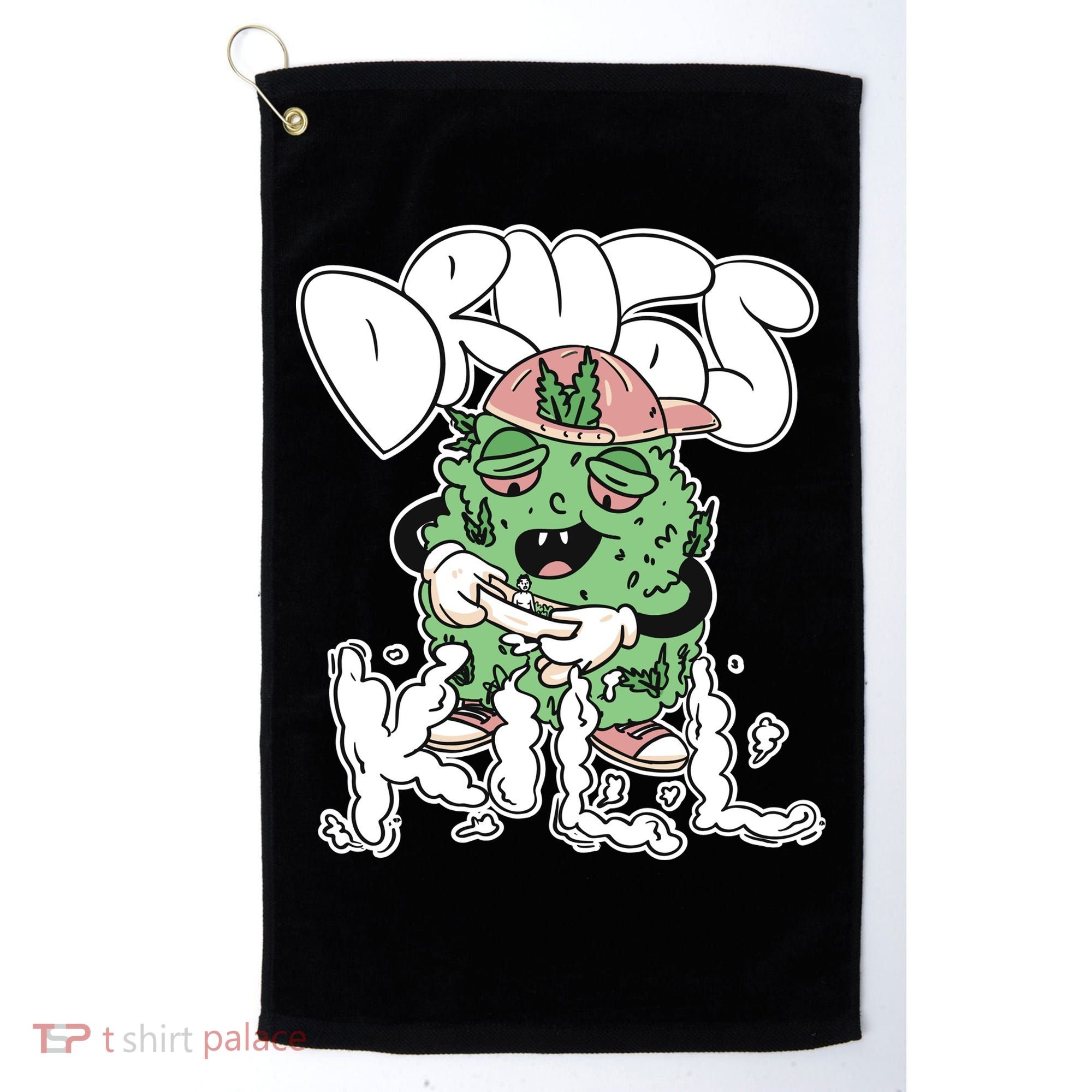Drugs Kill Marijuana Bud Cartoon Golf Towel