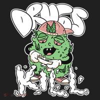Drugs Kill Marijuana Bud Cartoon Golf Towel thumb 3