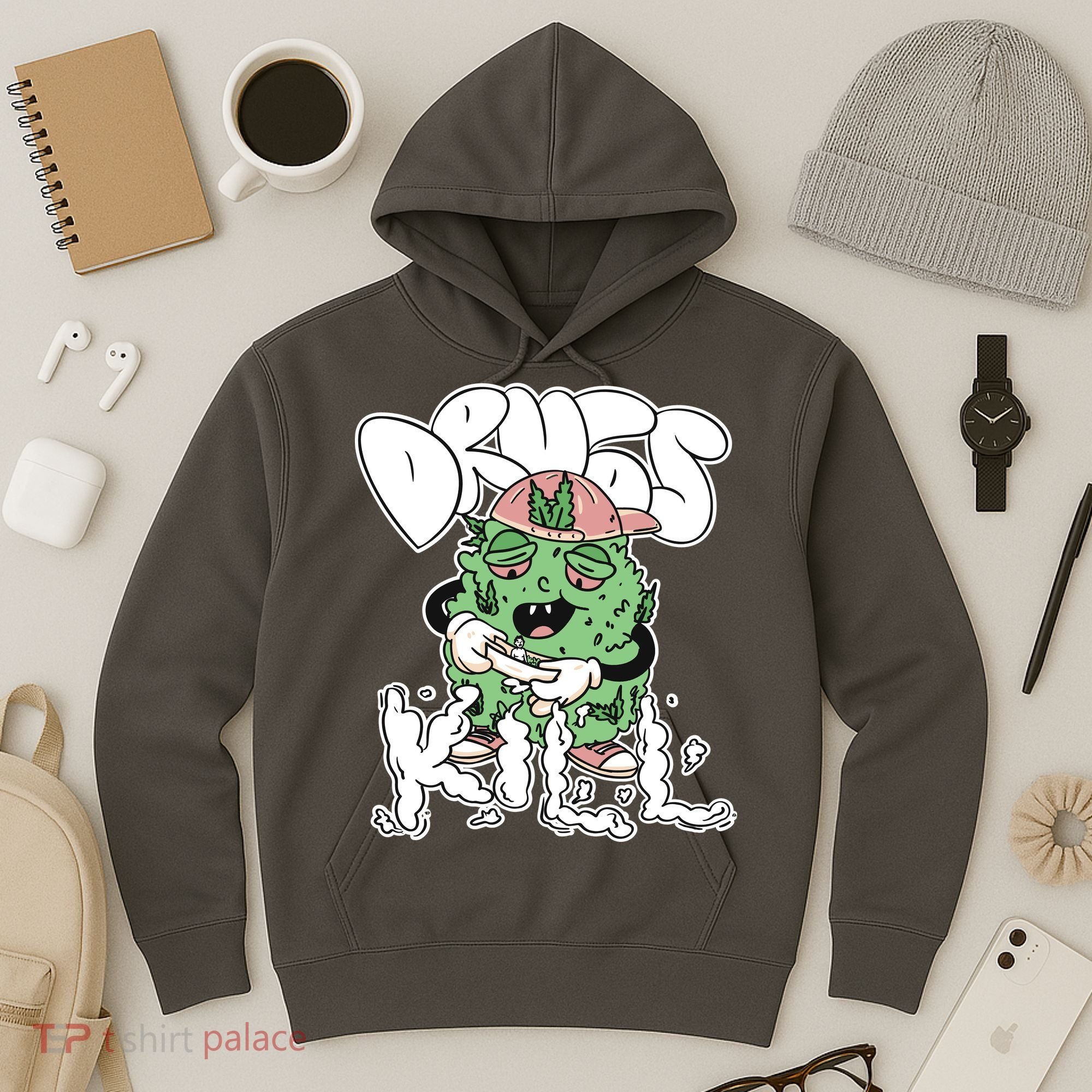Drugs Kill Marijuana Bud Cartoon Hoodie