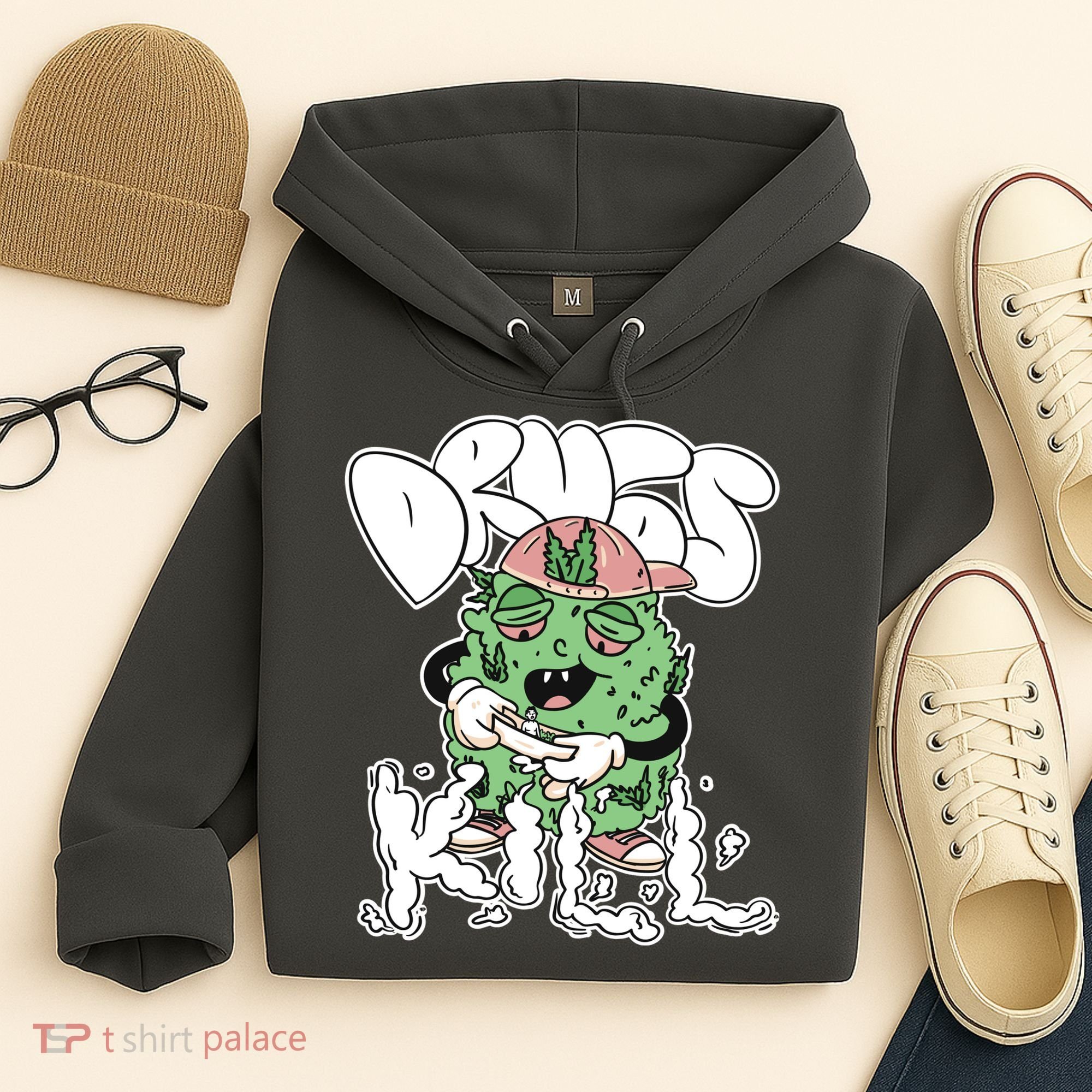 Drugs Kill Marijuana Bud Cartoon Hoodie