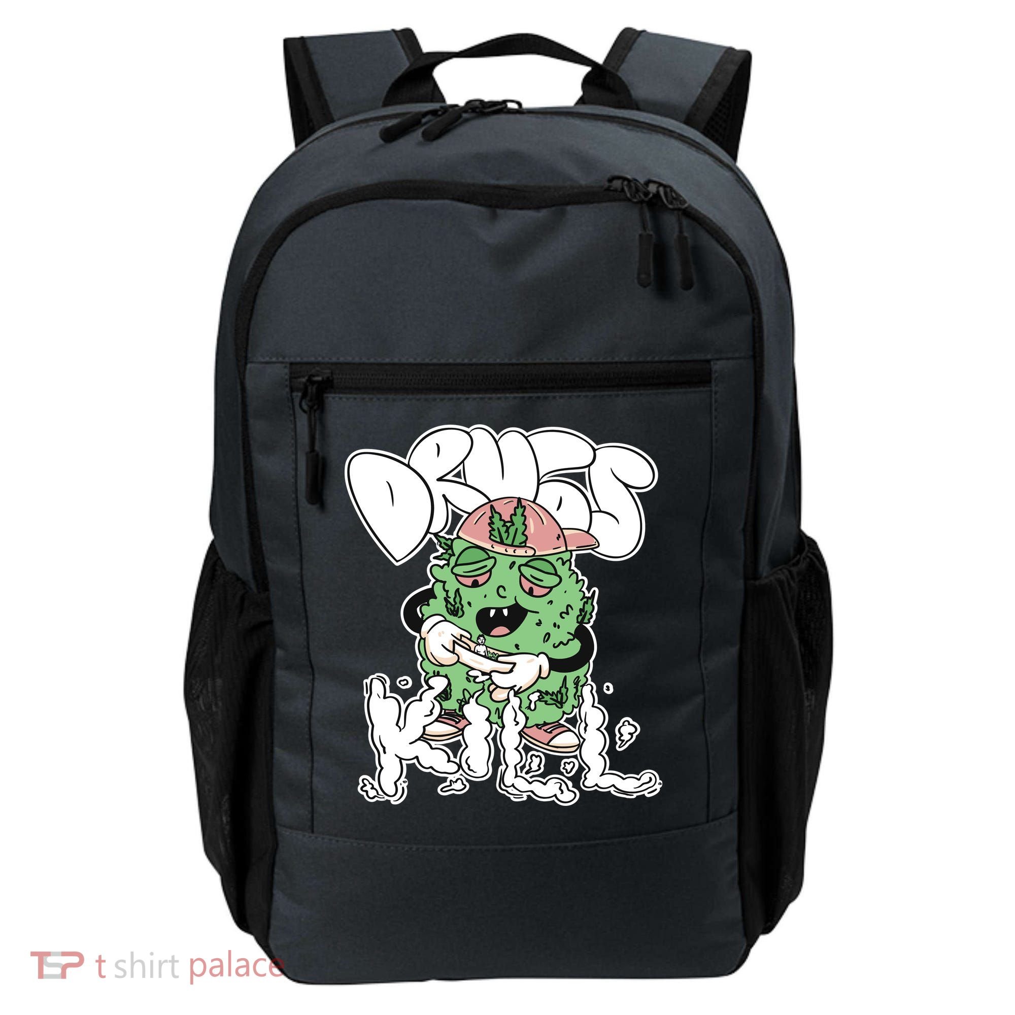 Drugs Kill Marijuana Bud Cartoon Backpack