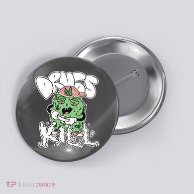 Drugs Kill Marijuana Bud Cartoon Button