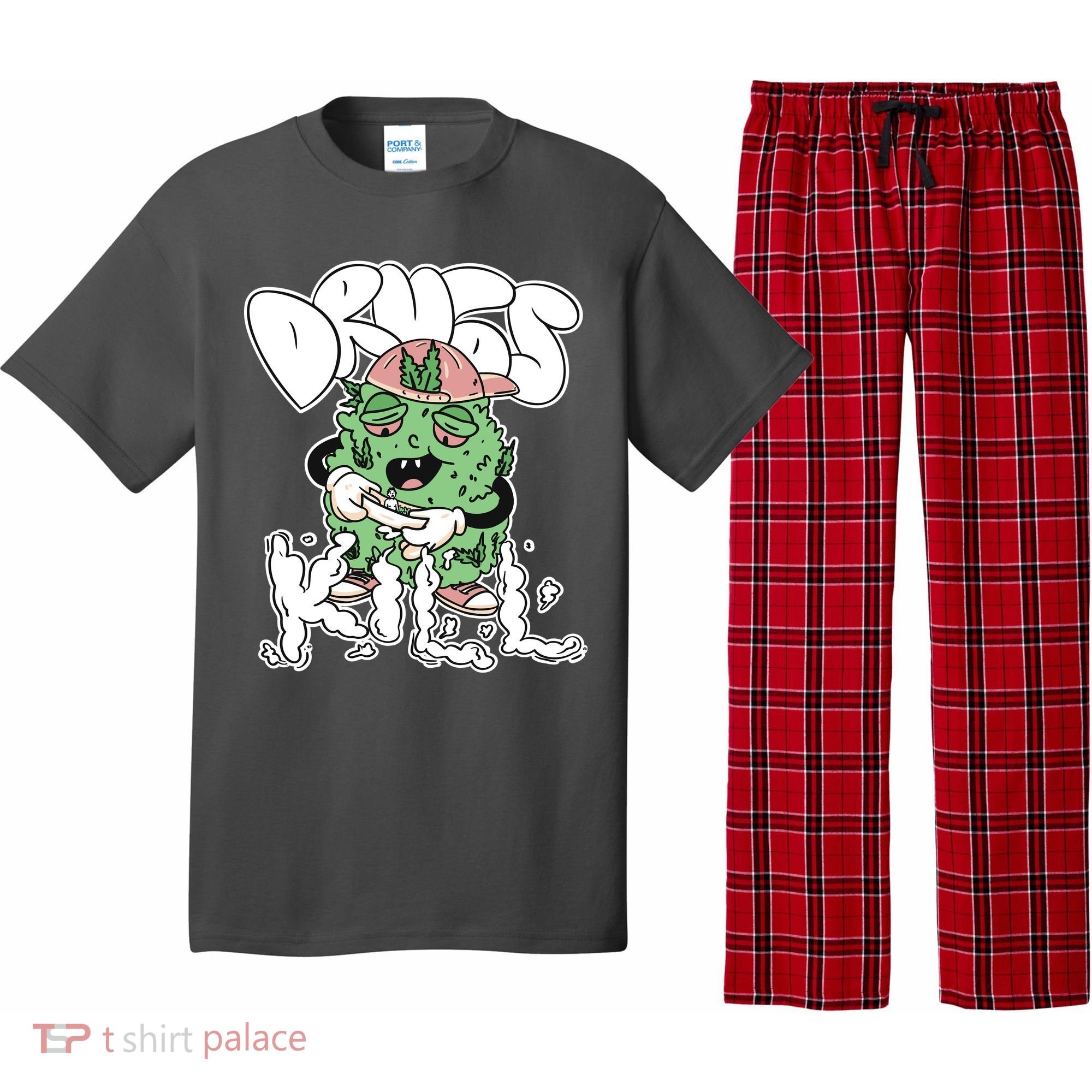 Drugs Kill Marijuana Bud Cartoon Pajama Set