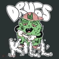 Drugs Kill Marijuana Bud Cartoon Mousepad thumb 1