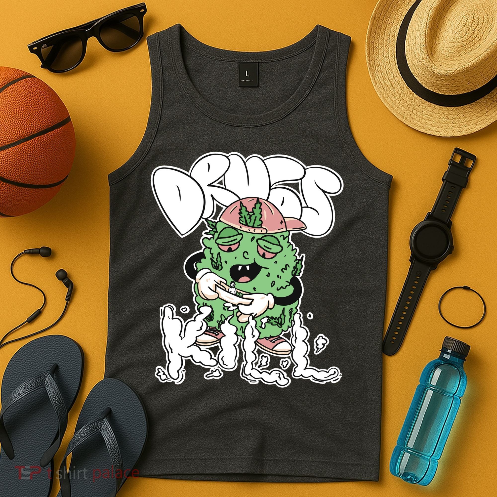 Drugs Kill Marijuana Bud Cartoon Tank Top