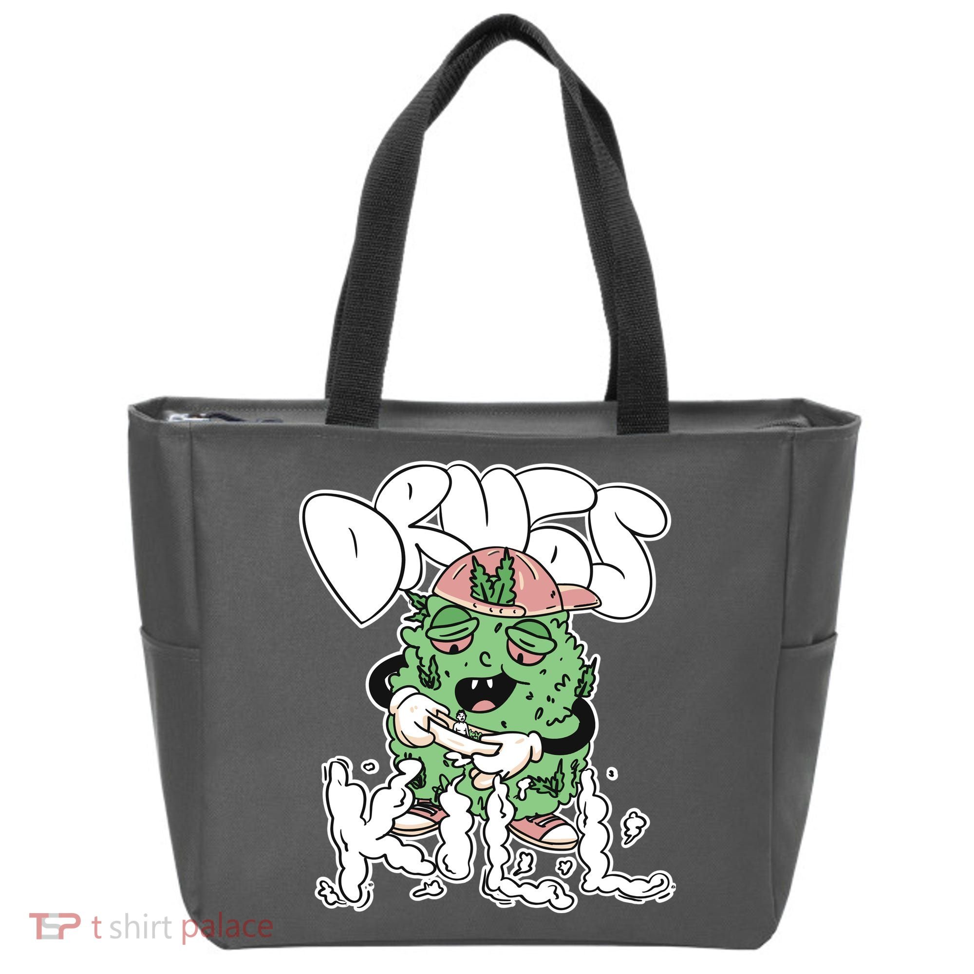 Drugs Kill Marijuana Bud Cartoon Tote Bag
